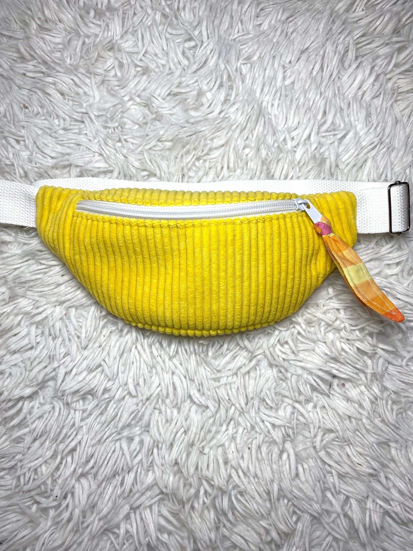 Sac banane enfant velours côtelé jaune citron