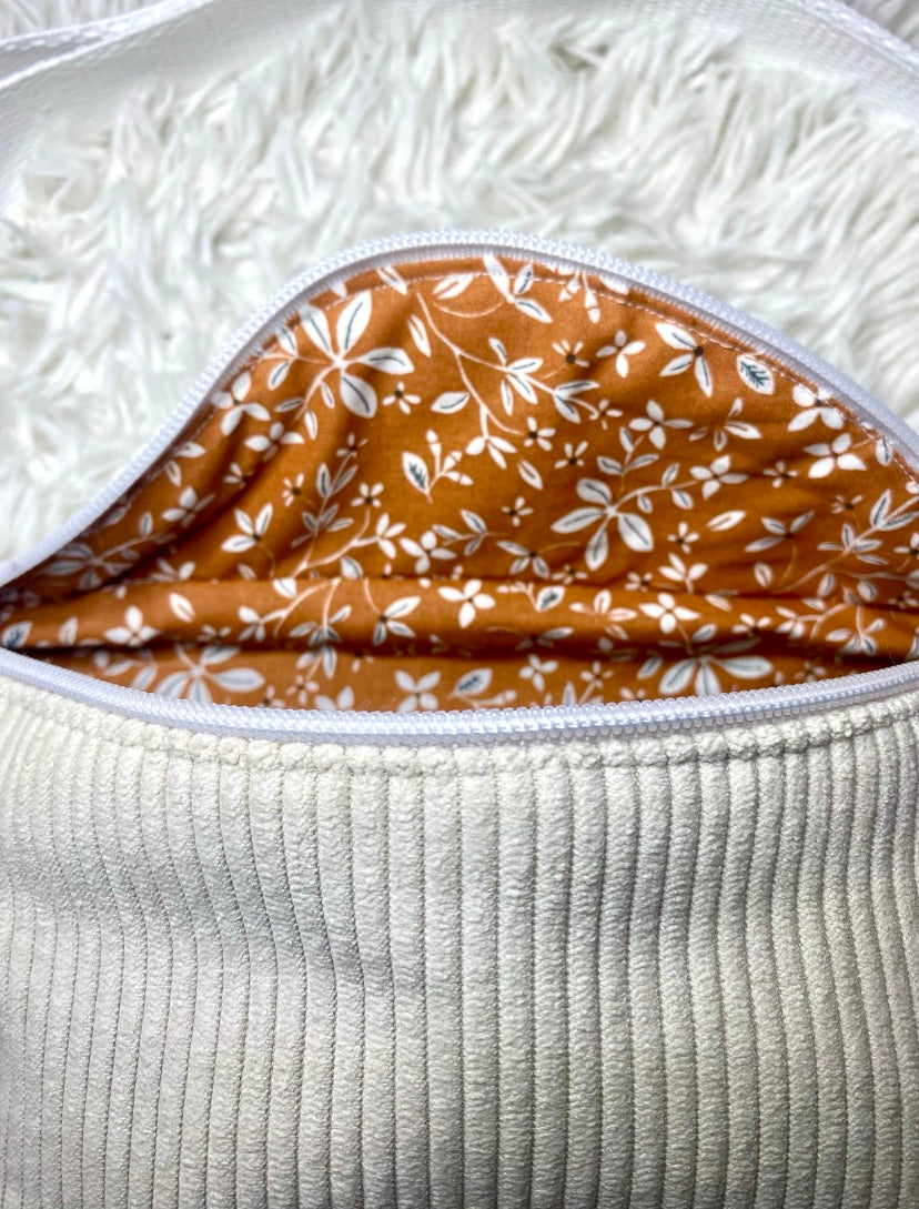 Sac banane velours côtelé blanc cassé