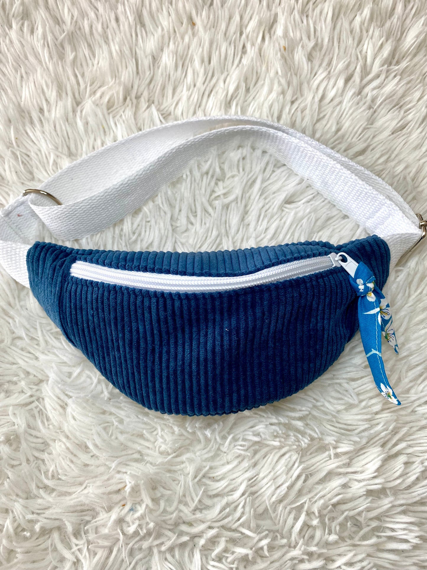 Sac banane enfant velours côtelé marine