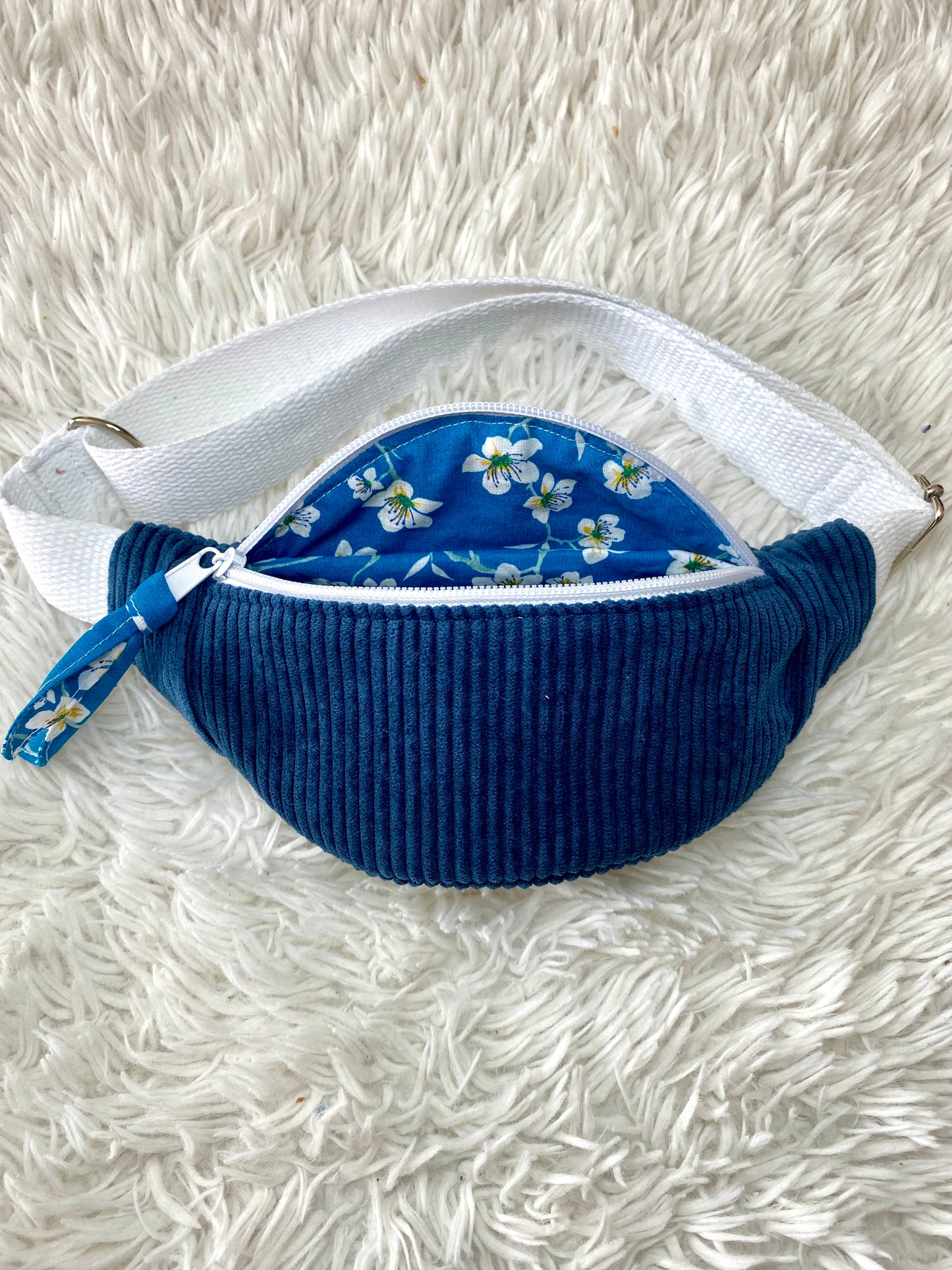 Sac banane enfant velours côtelé marine