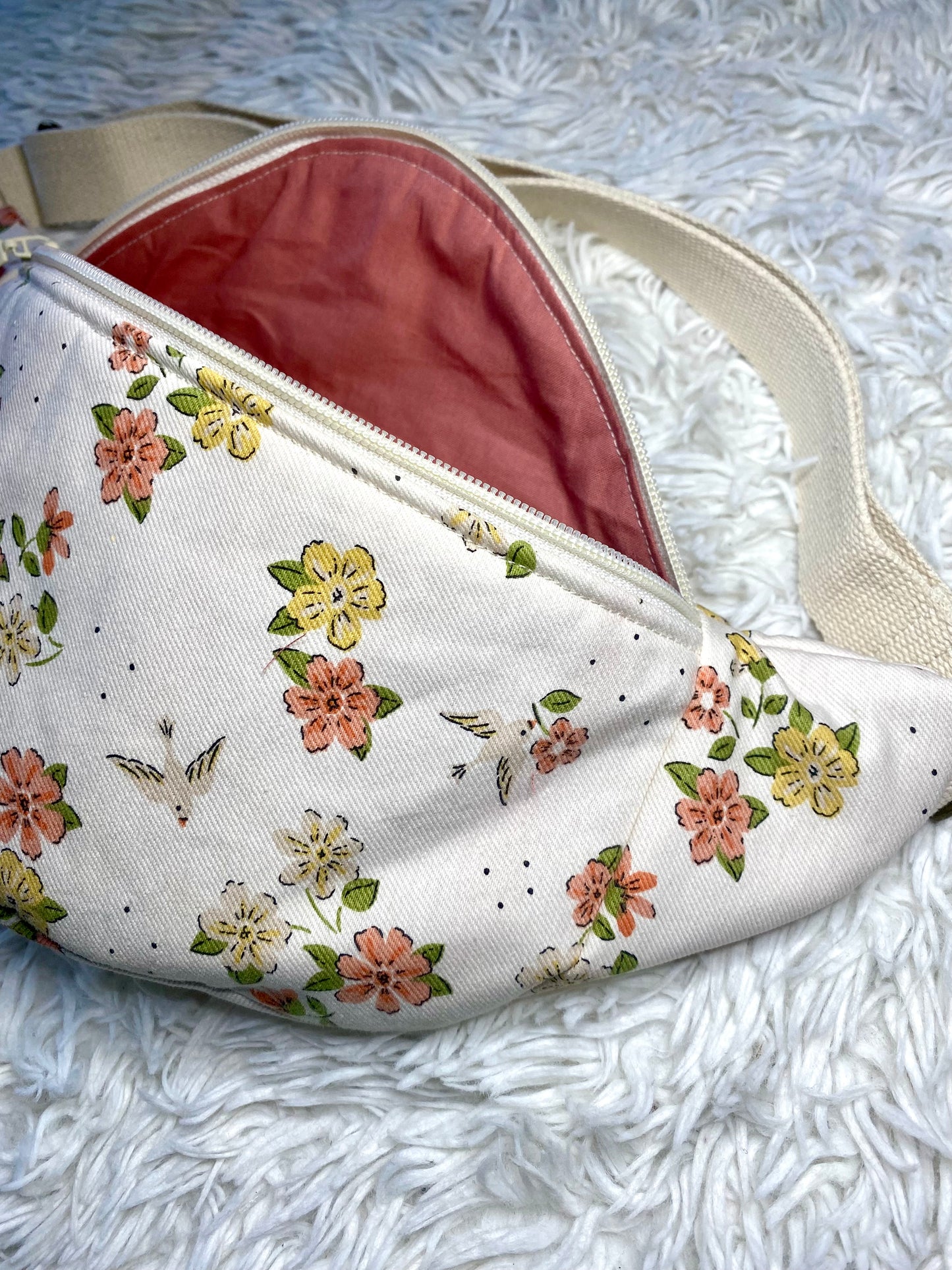 Sac banane coton sergé fleurie