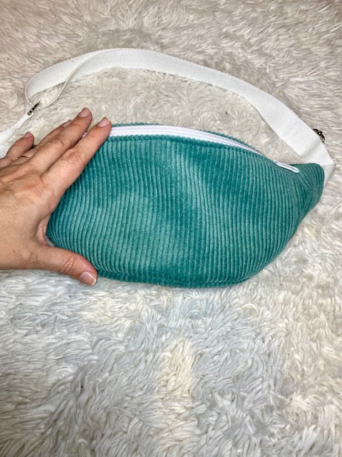 Sac banane adulte velours vert d'eau