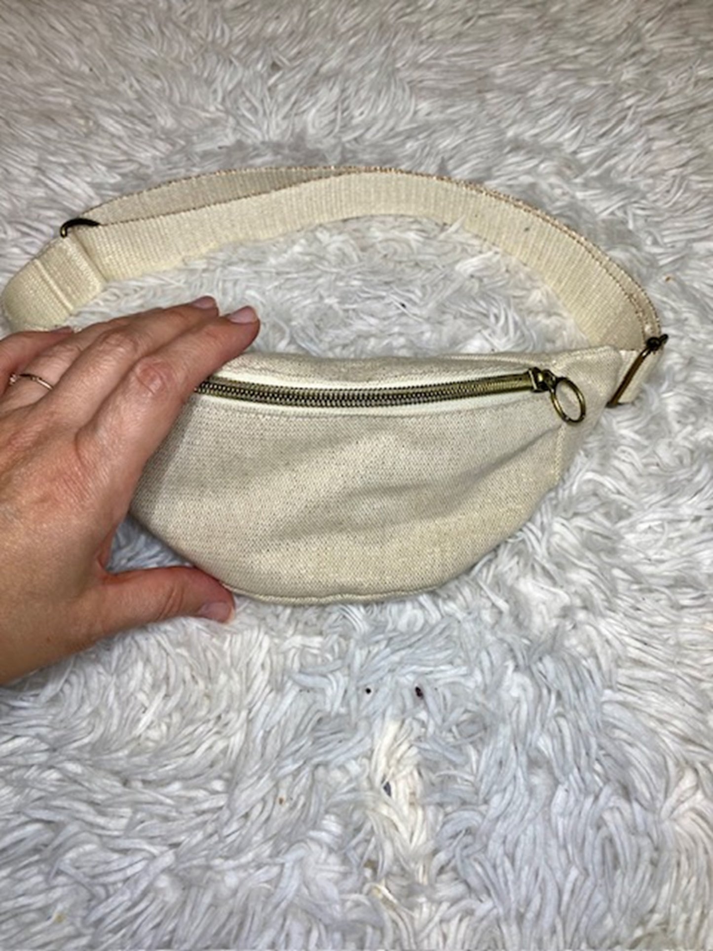 Sac banane enfant écru doré