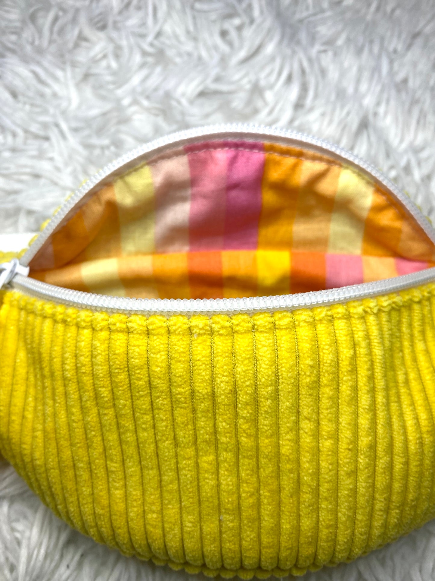 Sac banane enfant velours côtelé jaune citron