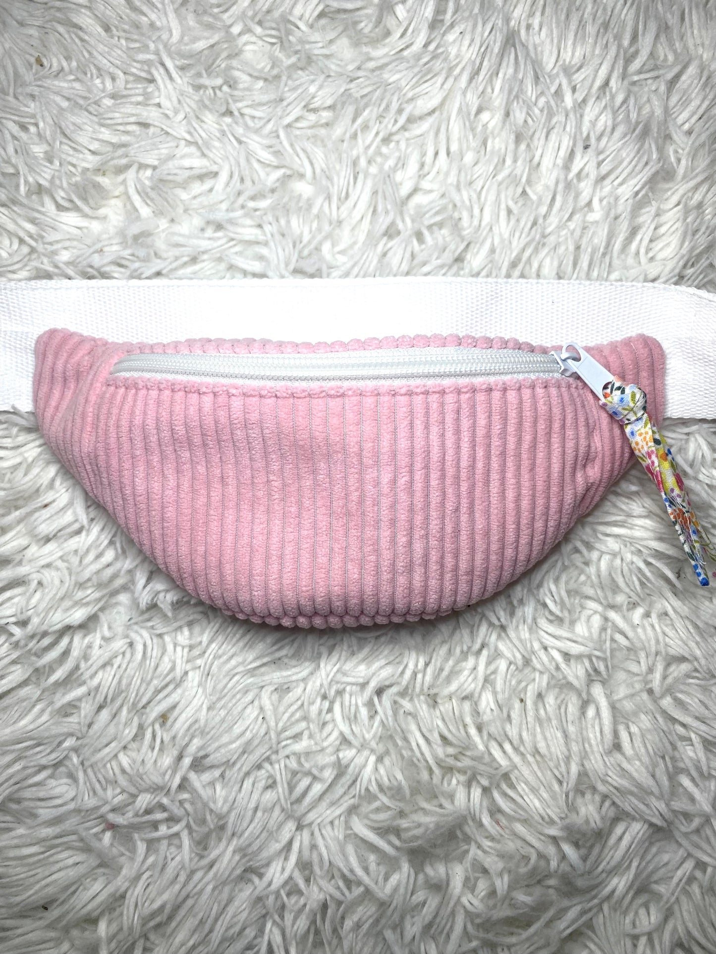 Sac banane enfant velours côtelé rose pâle
