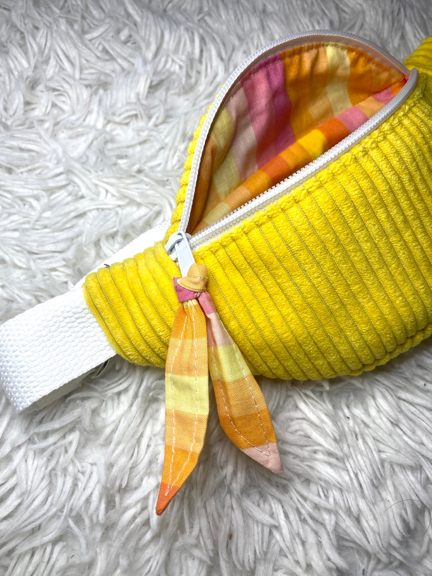 Sac banane enfant velours côtelé jaune citron