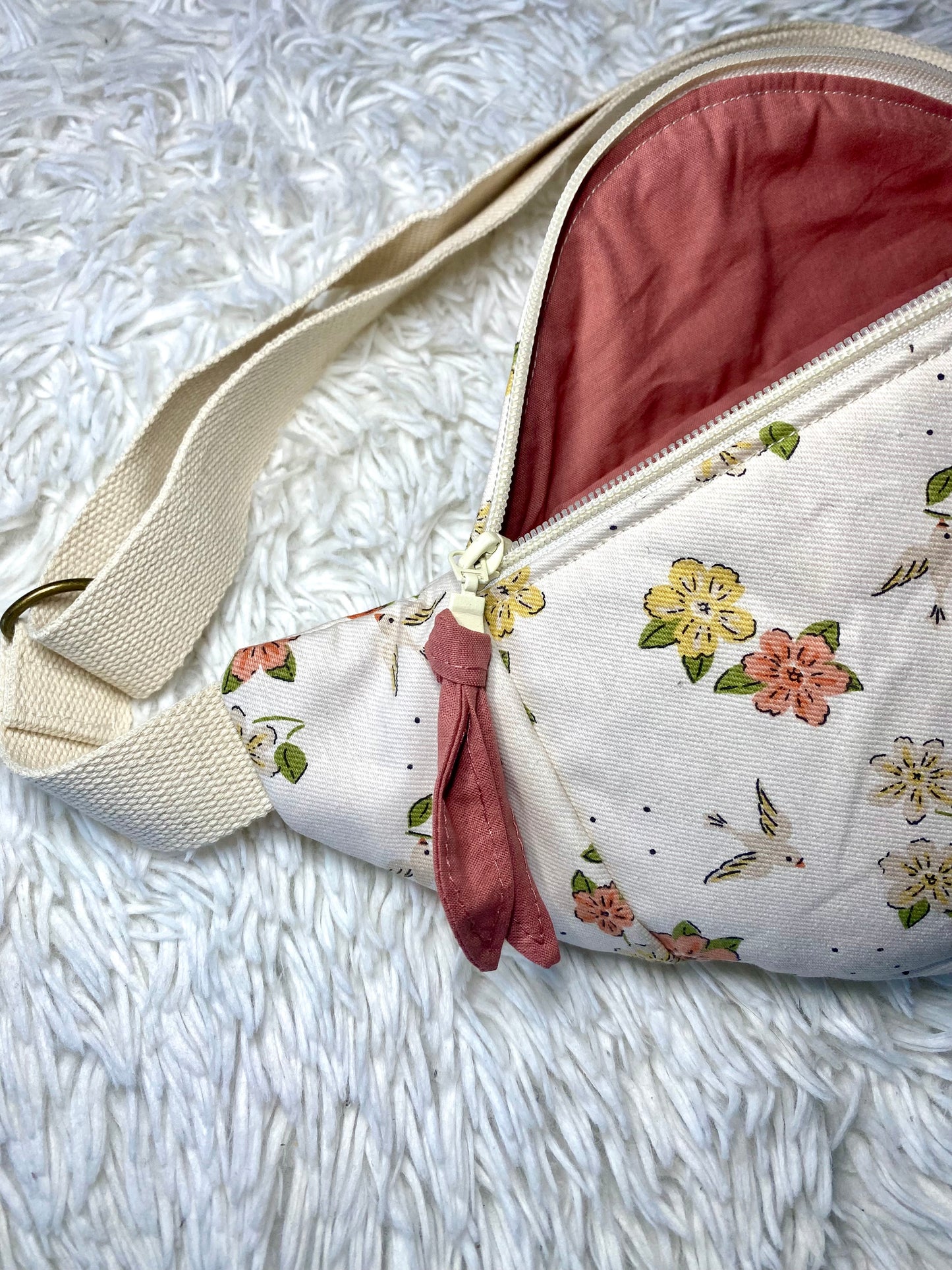 Sac banane coton sergé fleurie