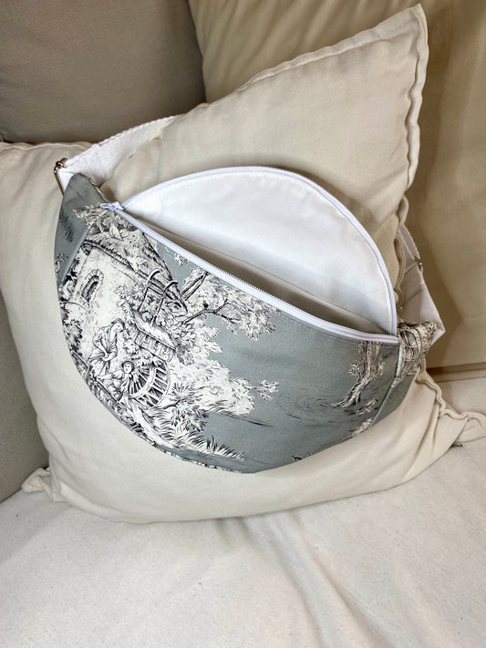 Sac Banane bandoulière adulte Toile de Jouy gris